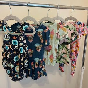 POSH PEANUT Short Sleeve, Twirl Bodysuit & Bubble Romper Pajama Bundle